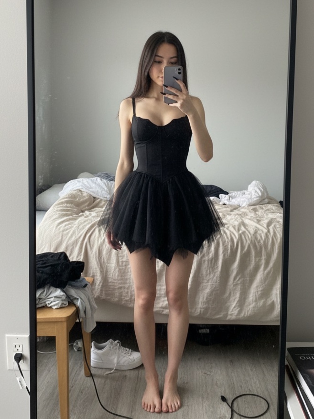 NWT DollsKill Widow Fleeting Optimism Black Bat Corset Mini Dress Size Small